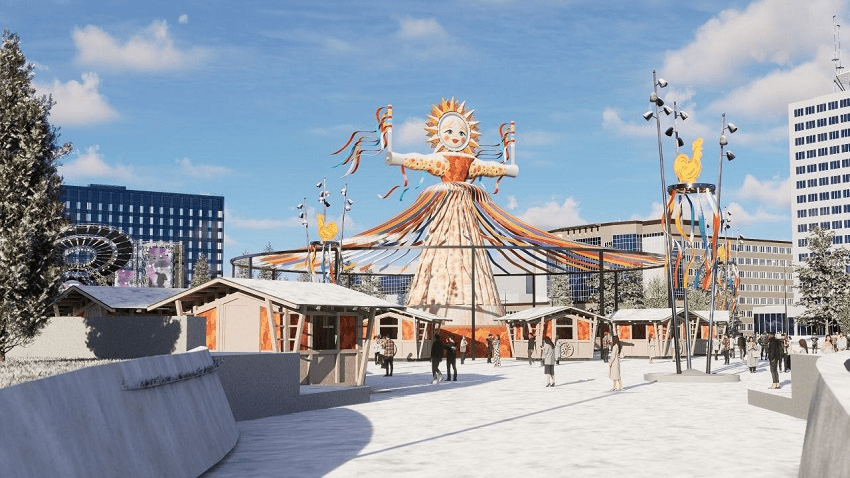 В Перми стартовал монтаж 20-метровой фигуры Весны-Красны на эспланаде